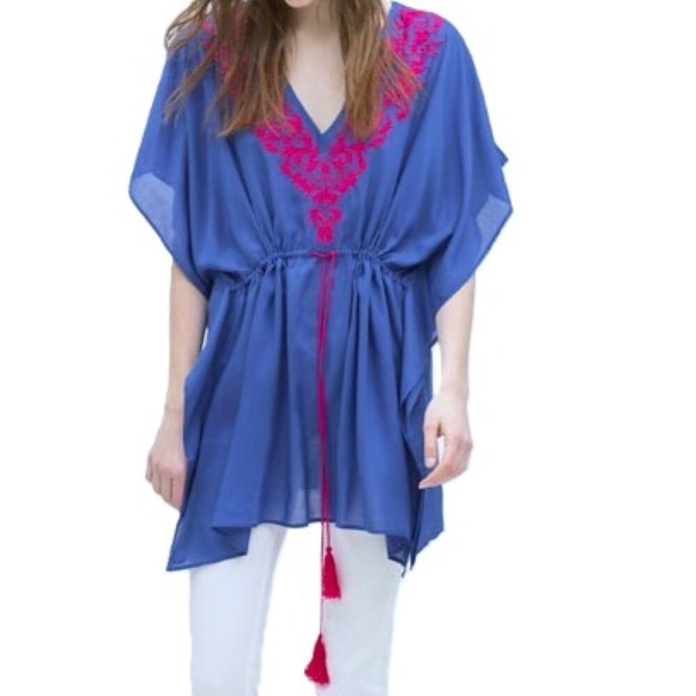 EASY WEAR Accessories Swim Cover Up Blue Pink Embroidery One Size Fits Most